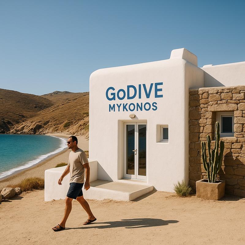 GoDive Mykonos Diving Scuba PADI Resort at Lia beach