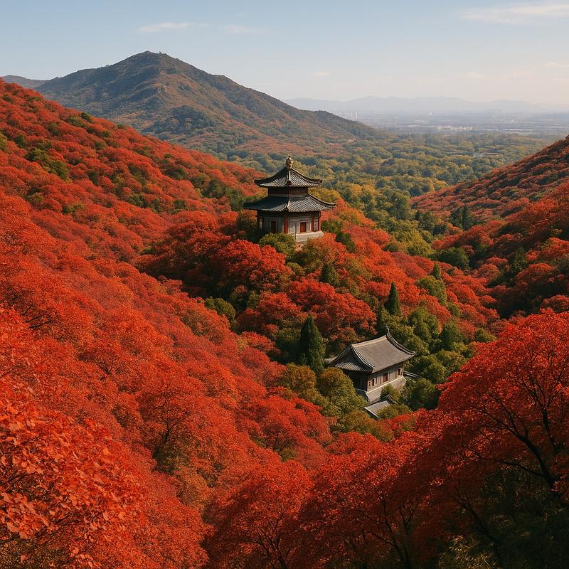 Fragrant Hills Park Red Autumnal Leaves Forest