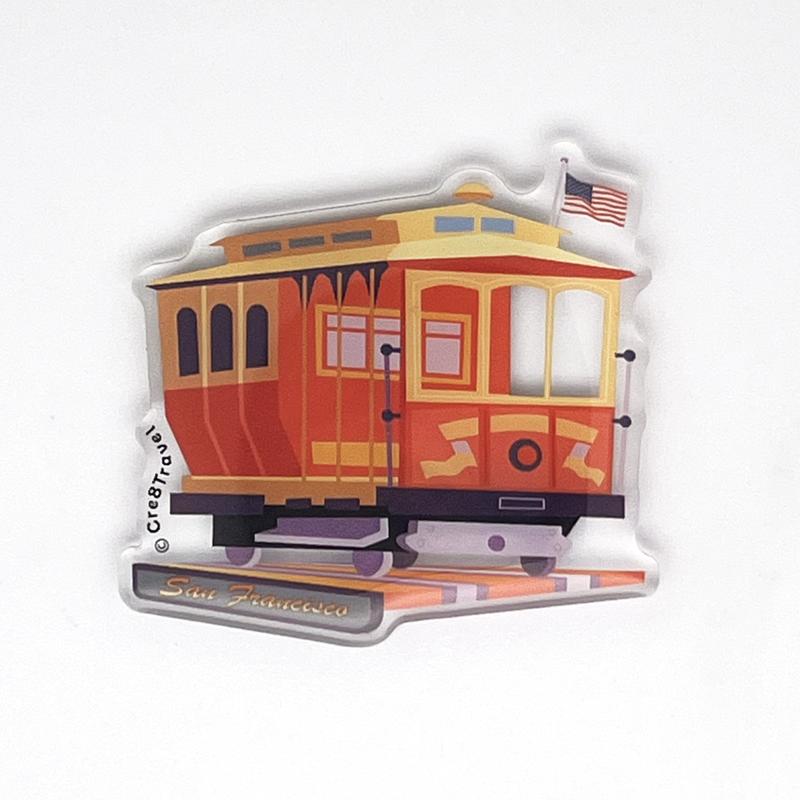 San Francisco Cable Car Magnet - Iconic Fridge Magnet, Acrylic Finish