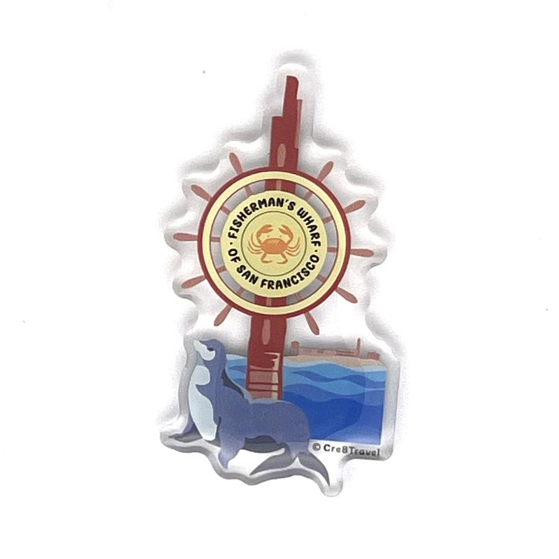 San Francisco Fisherman’s Wharf Magnet - Iconic Fridge Magnet, Acrylic Finish