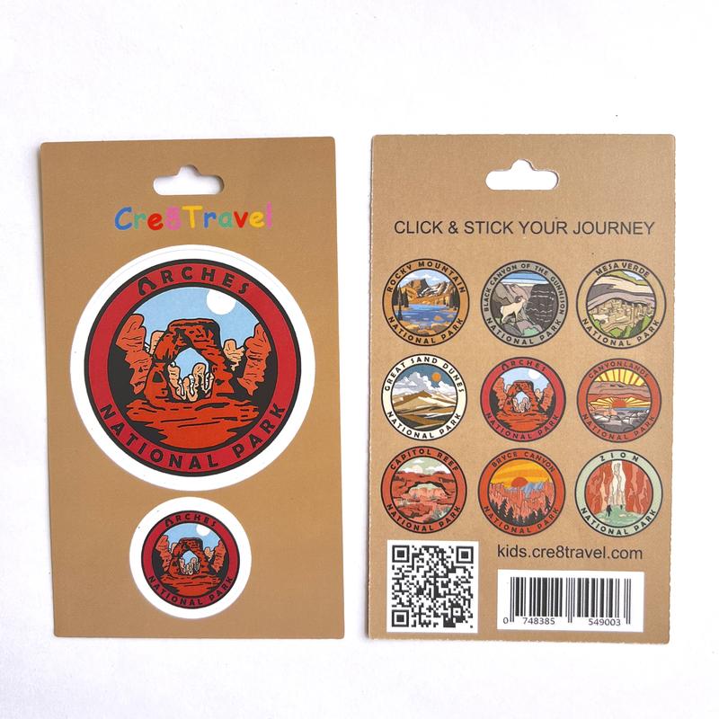 Arches National Park Sticker Set – 2 Sizes (2" & 1") | Collectible Adventure Souvenir | Perfect for Water Bottles, Journals & Park Passports