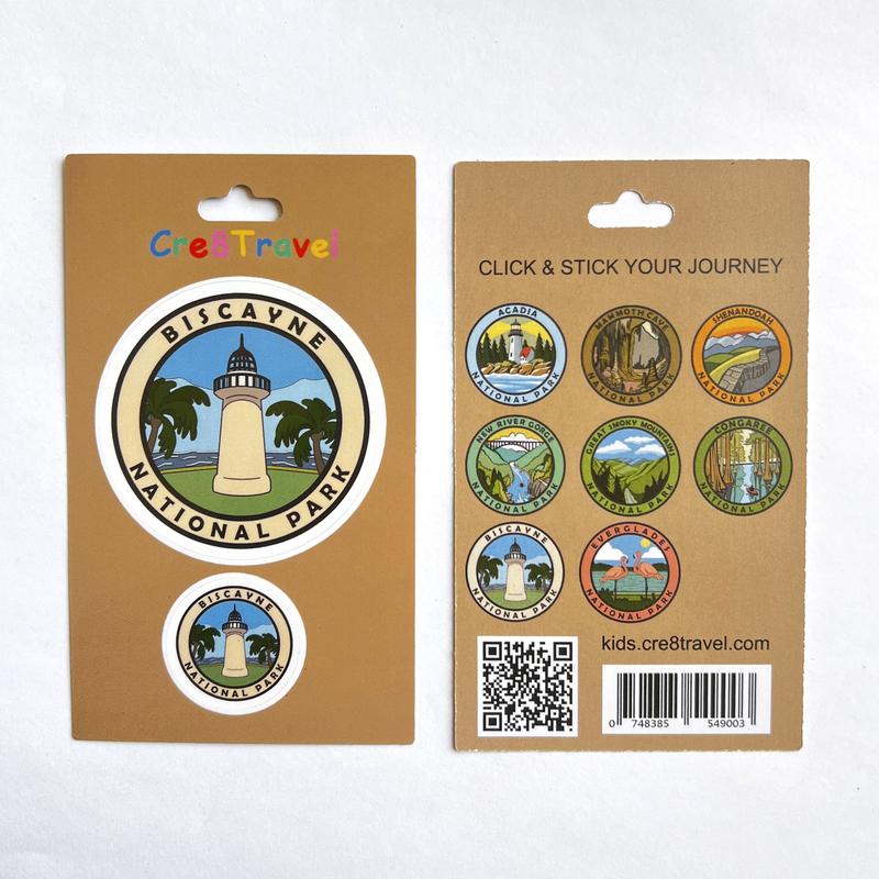 Biscayne National Park Sticker Pack – 2 Vinyl Stickers (2" + 1") | Coastal Florida Souvenir | Collectible Travel Gift for Families & Outdoor Lovers | Cre8Travel Series