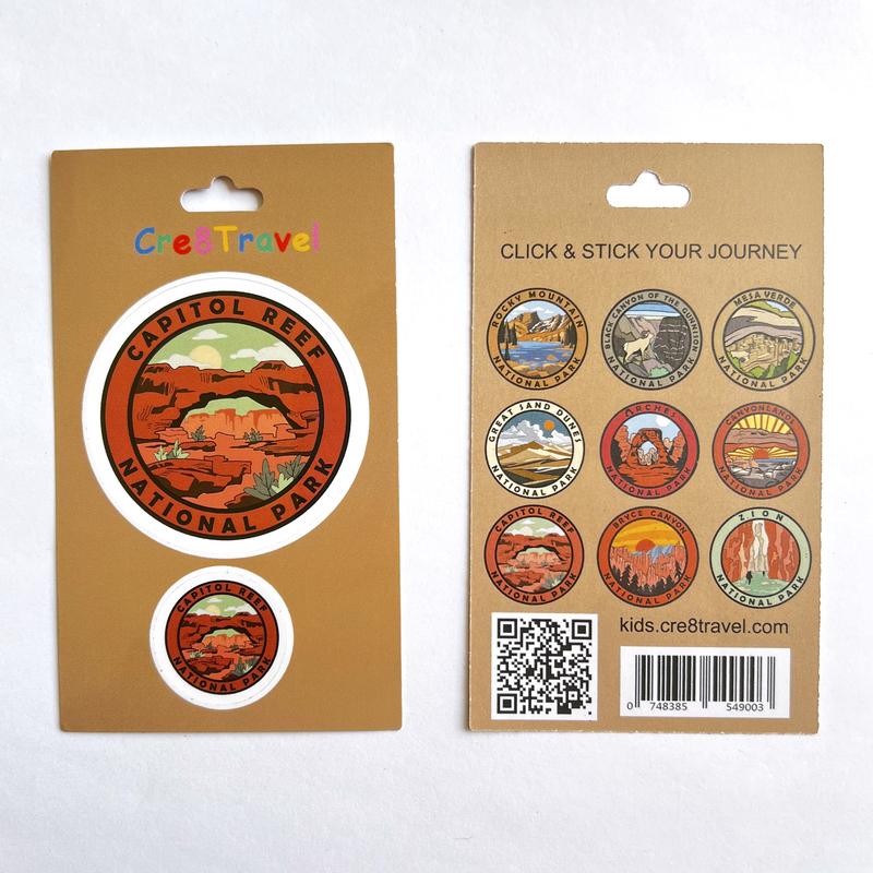 Capitol Reef National Park Sticker Pack – 2 Vinyl Stickers (2" + 1") | Utah Red Rock Souvenir | Travel Gift for Families, Hikers & Collectors | Cre8Travel Series