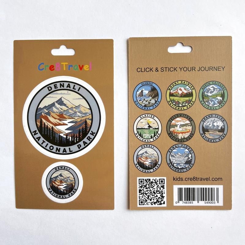 Denali National Park Sticker Pack – 2 Vinyl Stickers (2" + 1") | Alaska Mountain Souvenir | Adventure Gift for Travelers, Families & Collectors | Cre8Travel Series