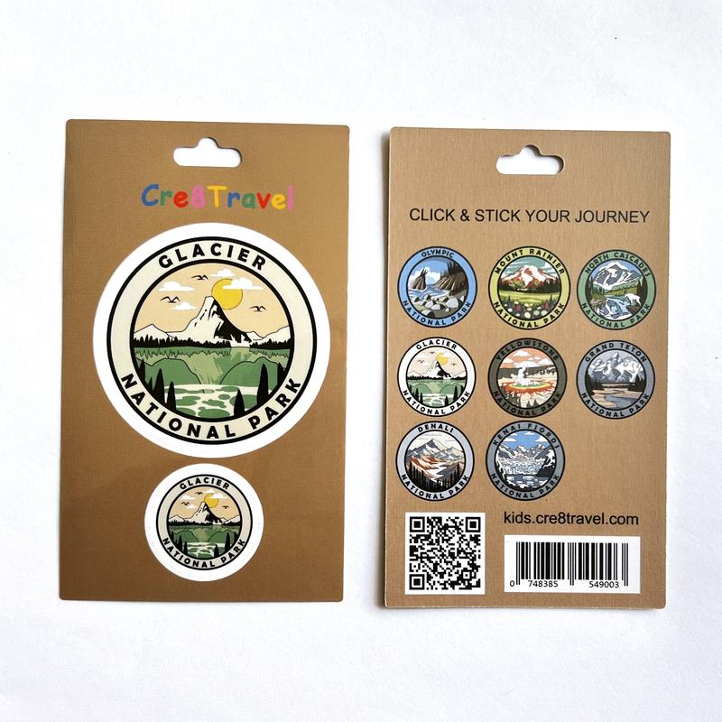 Glacier National Park Sticker Pack – 2 Vinyl Stickers (2" + 1") | Montana Alpine Souvenir | Travel Gift for Hikers, Families & Collectors | Cre8Travel Series