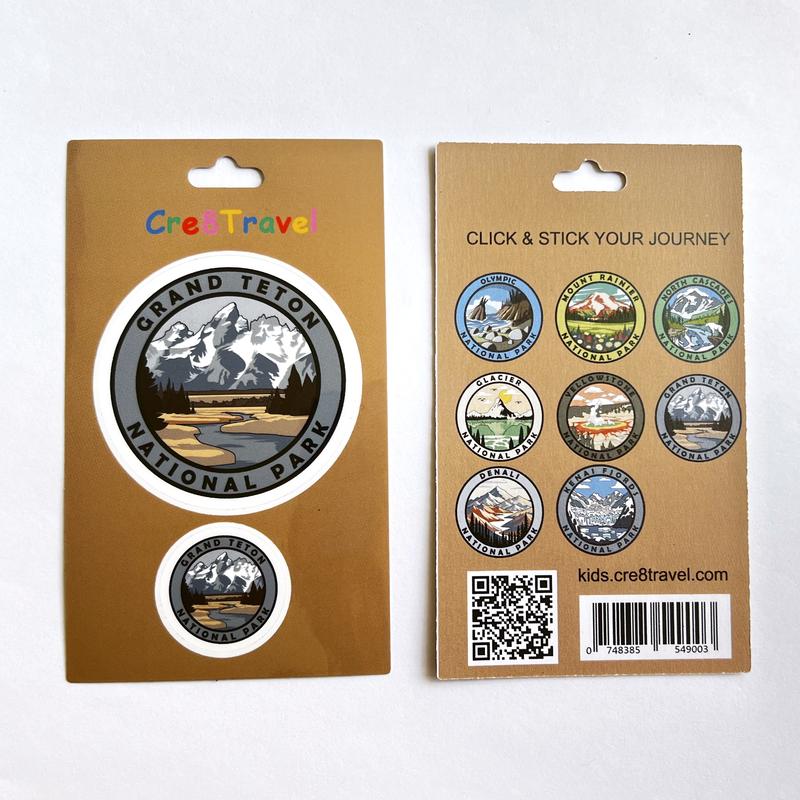 Grand Teton National Park Sticker Pack – 2 Vinyl Stickers (2" + 1") | Mountain Wilderness Souvenir | Travel Gift for Hikers, Families & Collectors | Cre8Travel Series