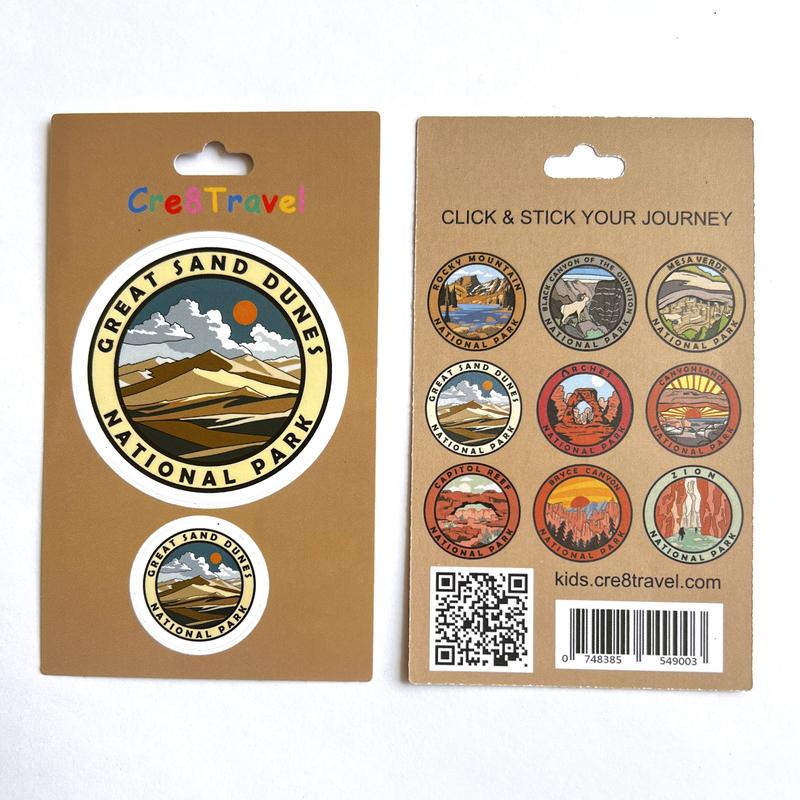 Great Sand Dunes National Park Sticker Pack – 2 Vinyl Stickers (2" + 1") | Colorado Desert Dunes Souvenir | Travel Gift for Families, Hikers & Collectors | Cre8Travel Series