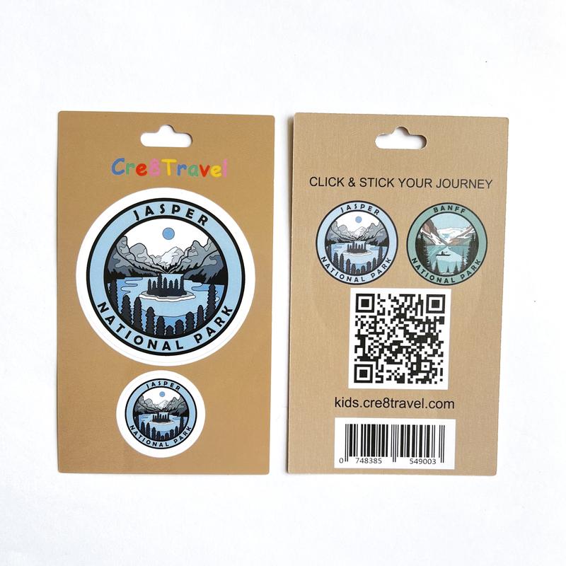 Jasper National Park Sticker Pack – 2 Durable Vinyl Stickers (2” + 1”) | Canada Rockies Souvenir | Water Bottle, Laptop, Travel Journal Decal