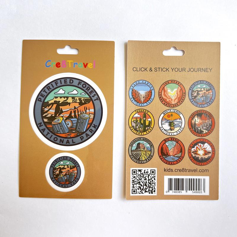 Petrified Forest National Park Sticker Set – 2-Pack Vinyl Stickers (2" & 1") | Cre8Travel Desert Series | Waterproof Collectible Decals