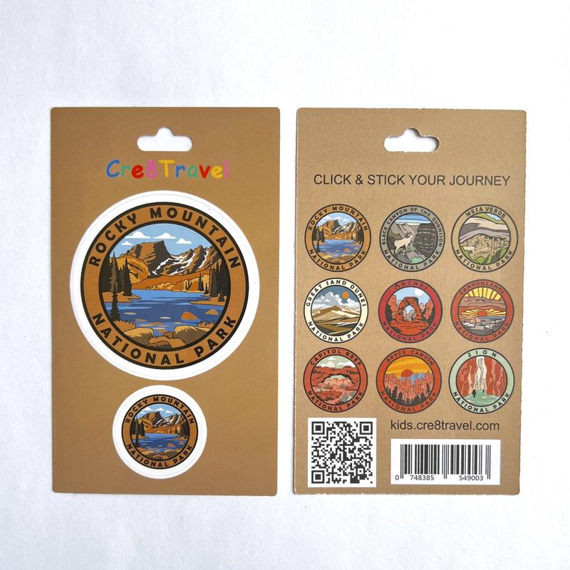 Rocky Mountain National Park Sticker Set – Vinyl Decals (2" & 1") | Cre8Travel Colorado Series | Alpine Lake & Peaks Collectible Souvenir