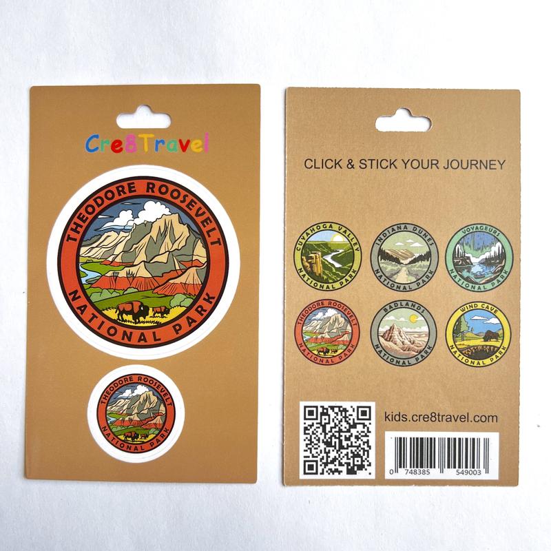 Theodore Roosevelt National Park Sticker Set – Durable Vinyl Decals (2" & 1") | Cre8Travel Dakota Badlands Souvenir | National Park Sticker Series