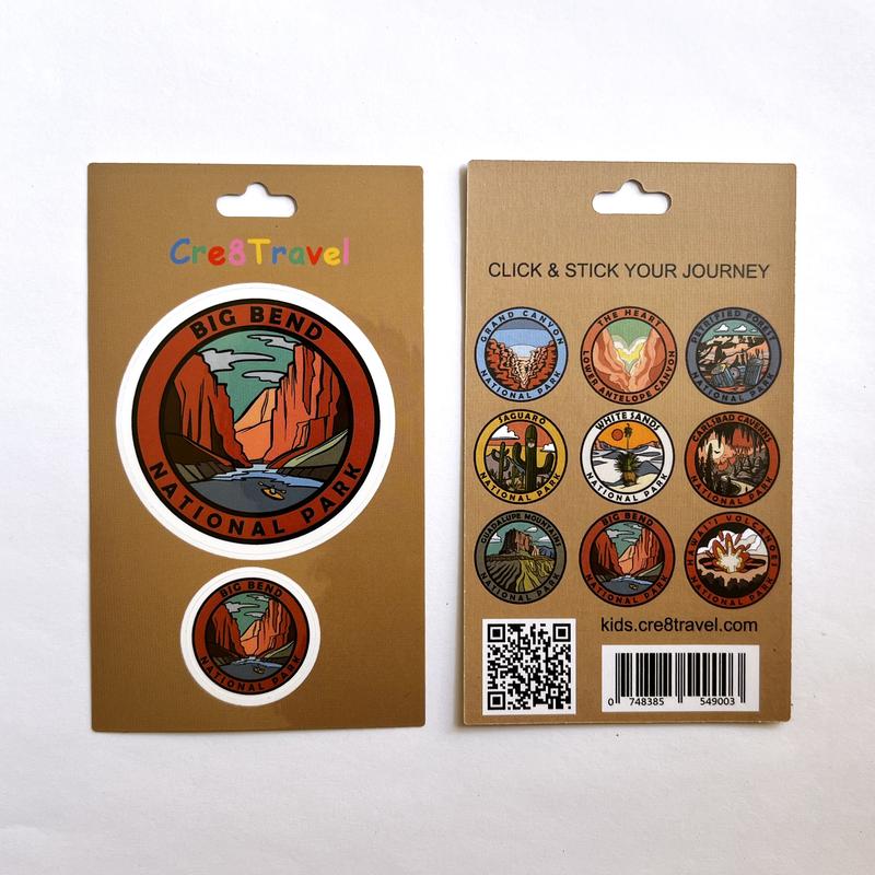 Big Bend National Park Sticker Pack – 2 Vinyl Stickers (2" + 1") | Texas Desert Souvenir | Travel Gift for Hikers, Campers & Families | Cre8Travel Series