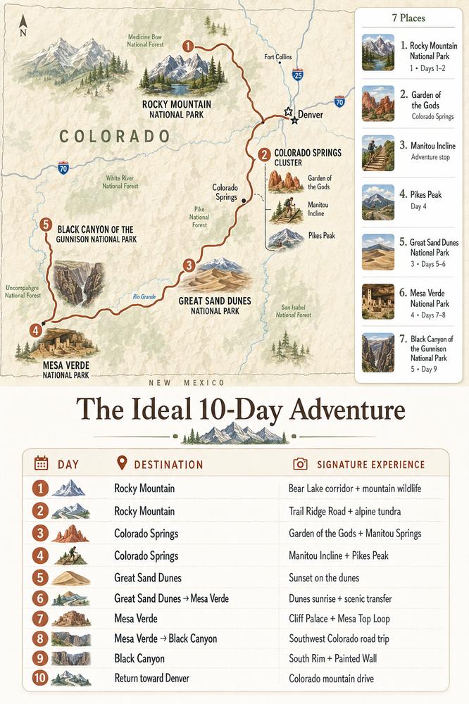The Ultimate Colorado National Park Road Trip: 4 Parks + Pikes Peak, Garden of the Gods & Manitou Incline detail